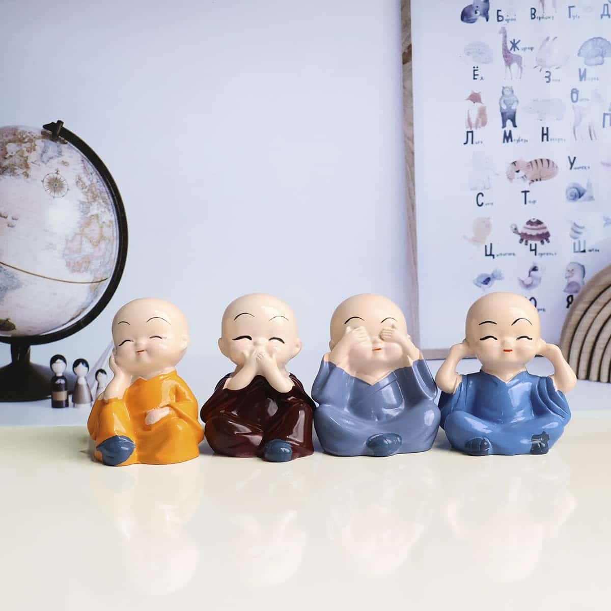 Bliss: Buddha Baby Monk Statues (Set of 4)